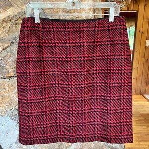 Eddie Bauer Red and Black Plaid Pencil Skirt